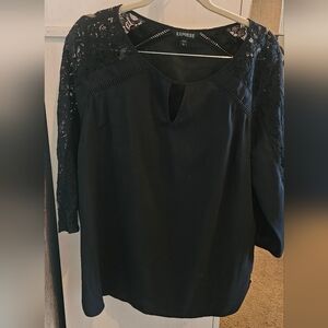 Express Black Lace Sleeve Blouse